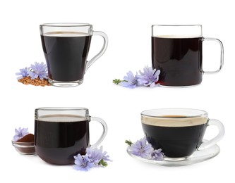 Set with chicory drink on white background Image of Set with chicory drink on white background