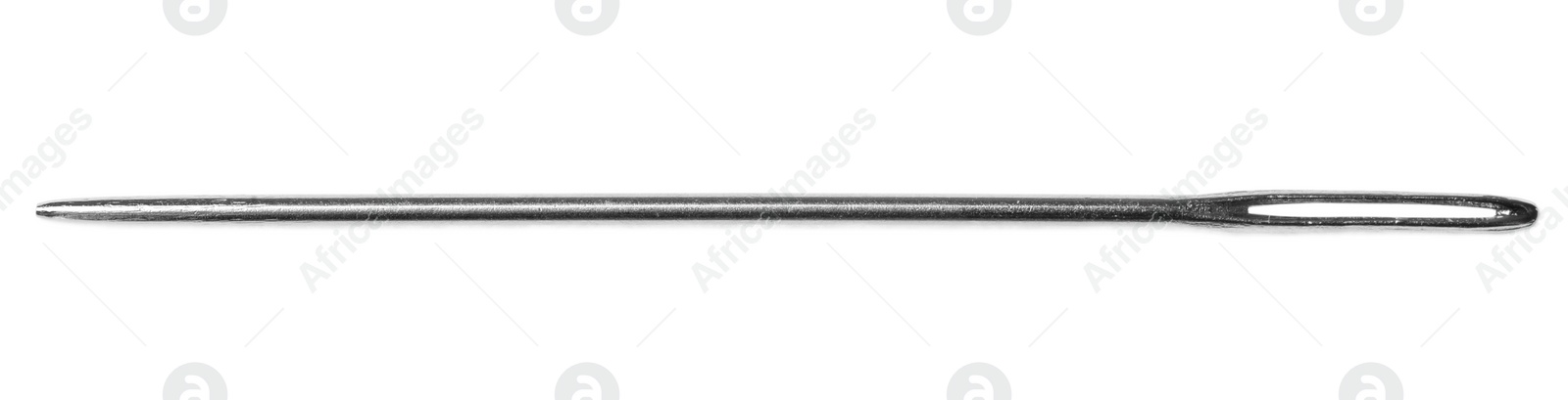 Photo of One sewing needle isolated on white, top view