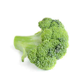 Fresh green raw broccoli on white background Photo of Fresh green raw broccoli on white background