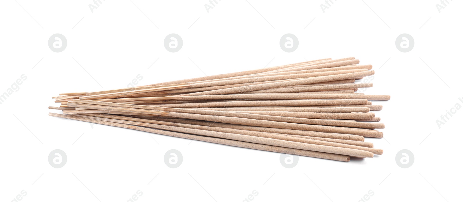 Many aromatic incense sticks on white background Photo of Many aromatic incense sticks on white background