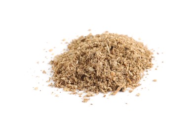 Heap of powdered coriander isolated on white Photo of Heap of powdered coriander isolated on white