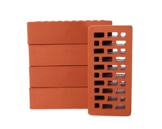 Many red bricks on white background. Building material Photo of Many red bricks on white background. Building material