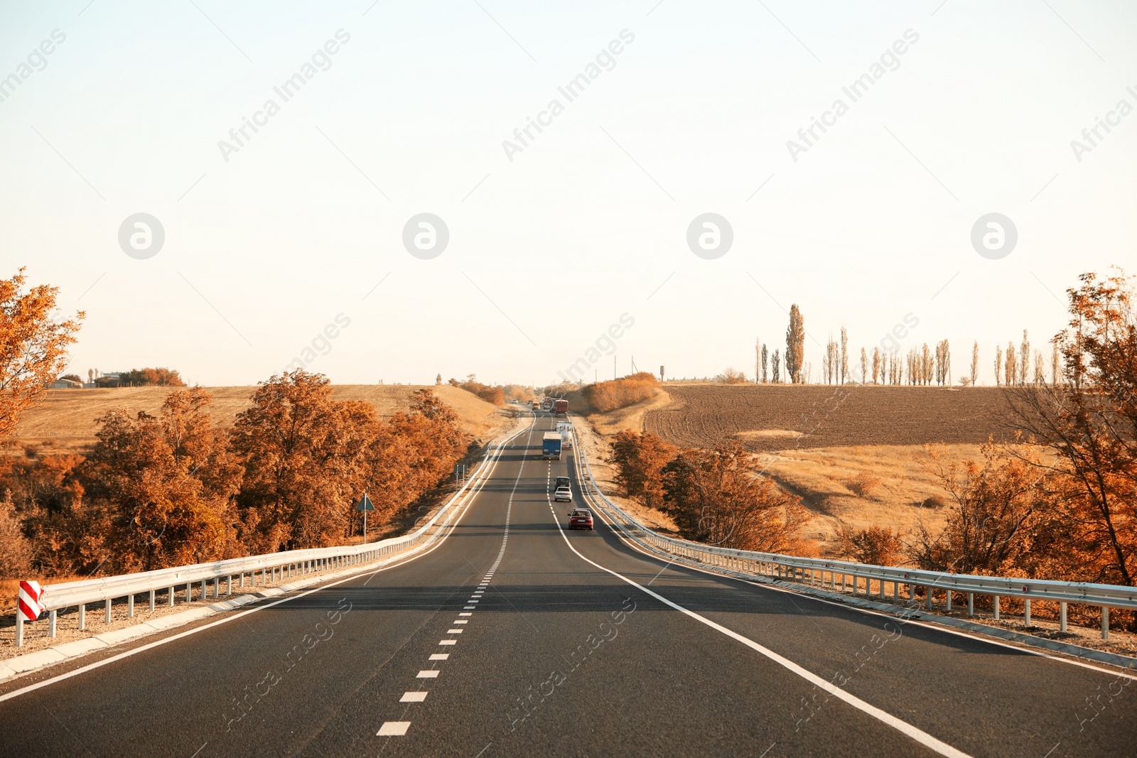 Beautiful view of empty asphalt highway. Road trip Photo of Beautiful view of empty asphalt highway. Road trip