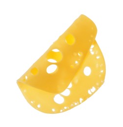 Photo of Slice of delicious cheese isolated on white