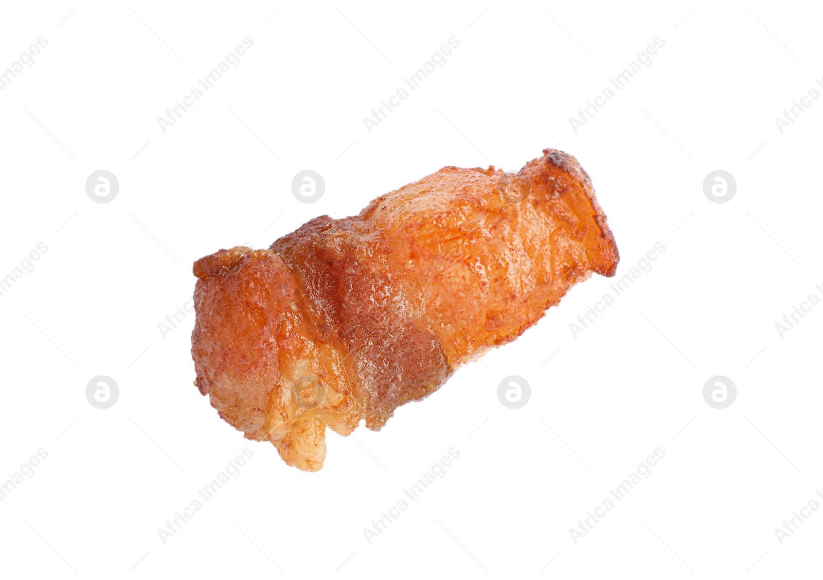 Tasty fried crackling isolated on white, top view. Cooked pork lard Photo of Tasty fried crackling isolated on white, top view. Cooked pork lard
