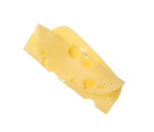 Slice of delicious cheese isolated on white Photo of Slice of delicious cheese isolated on white