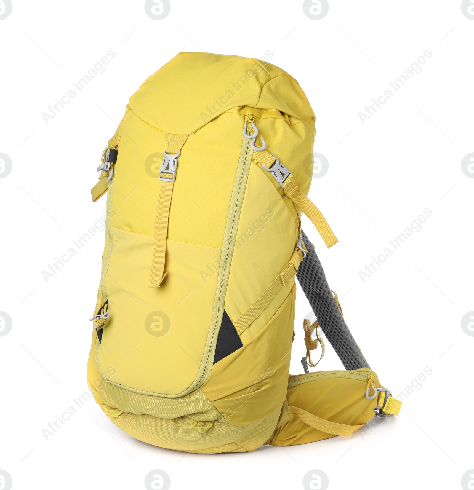 Hiking backpack isolated on white. Camping tourism Photo of Hiking backpack isolated on white. Camping tourism