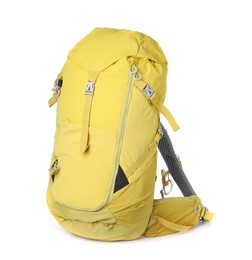 Hiking backpack isolated on white. Camping tourism Photo of Hiking backpack isolated on white. Camping tourism