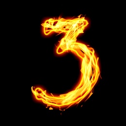 Flaming 3 on black background. Stylized number design Image of Flaming 3 on black background. Stylized number design