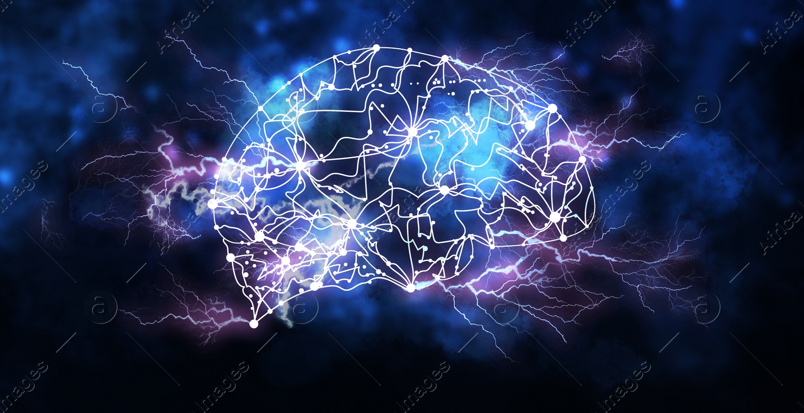 Illustration of human brain on dark background. Banner design Illustration of human brain on dark background. Banner design