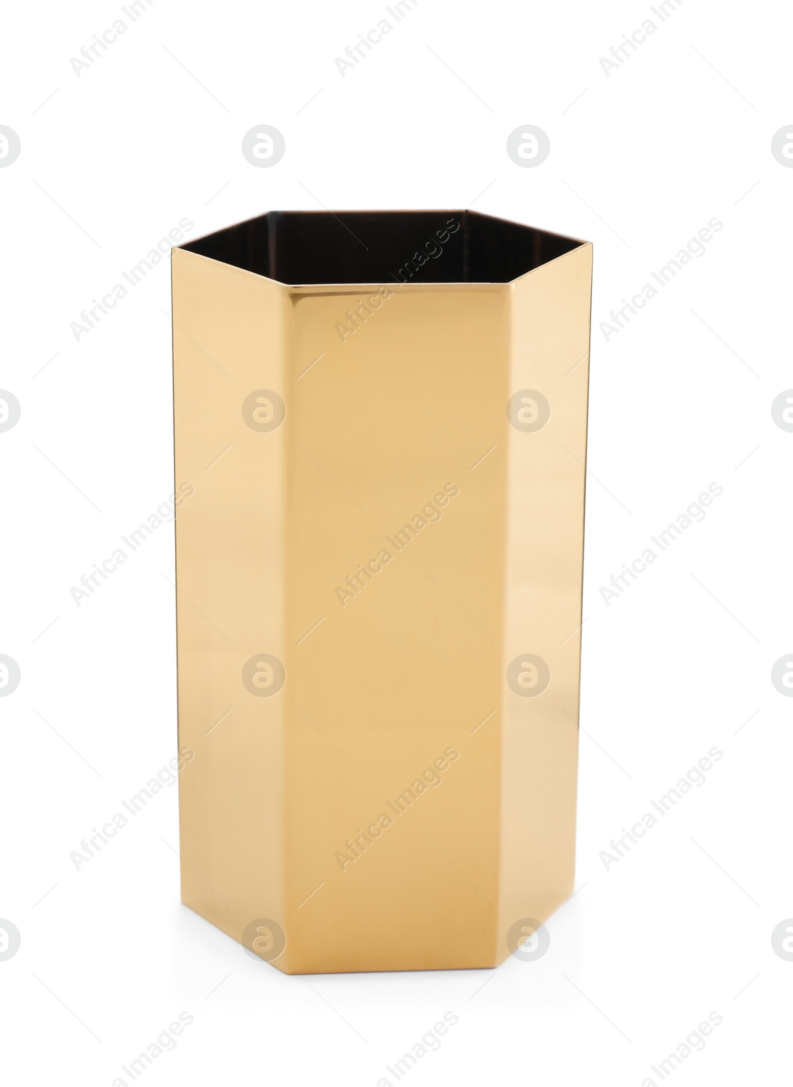 Empty stylish golden holder isolated on white Photo of Empty stylish golden holder isolated on white
