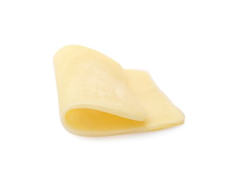 Slice of delicious cheese isolated on white Photo of Slice of delicious cheese isolated on white