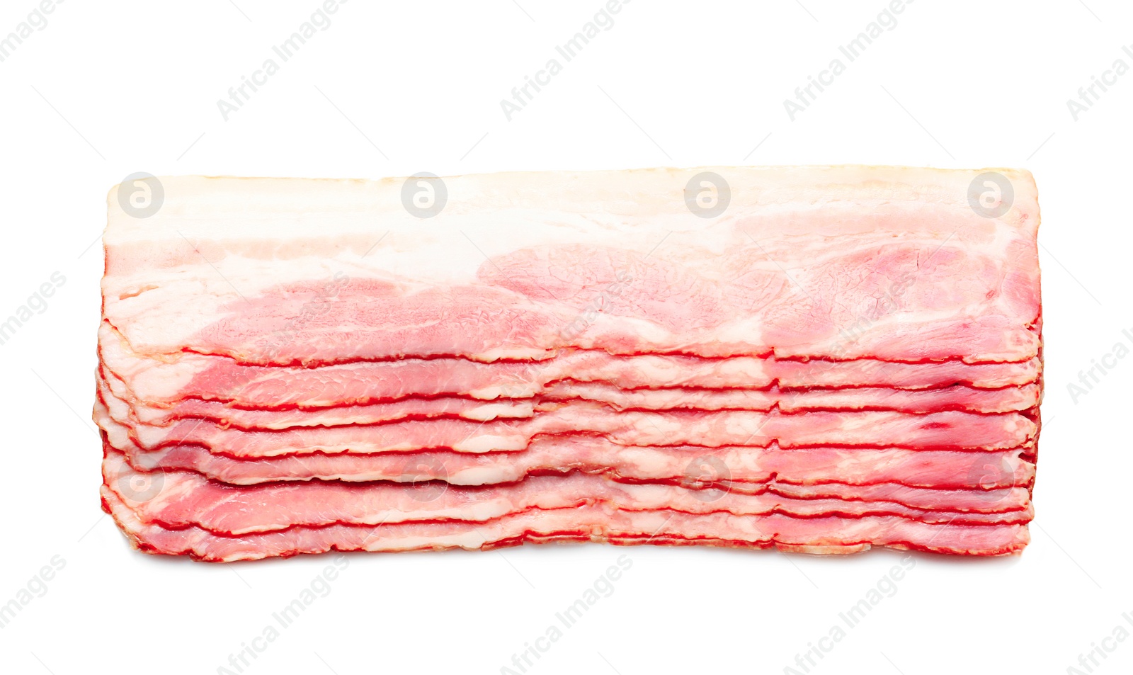 Raw bacon on white background Photo of Raw bacon on white background