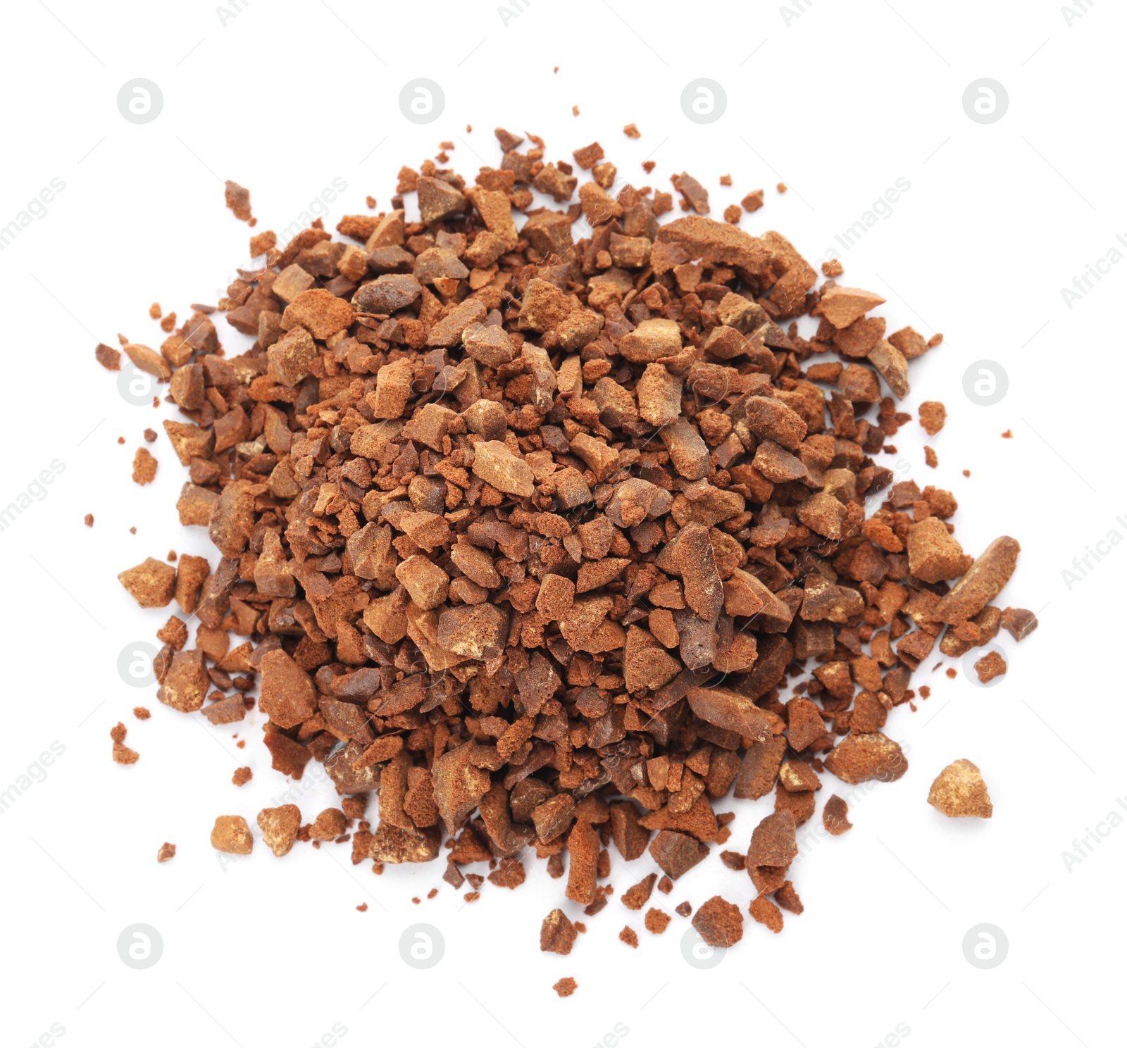 Pile of chicory granules isolated on white, top view Photo of Pile of chicory granules isolated on white, top view