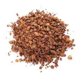 Pile of chicory granules isolated on white, top view Photo of Pile of chicory granules isolated on white, top view