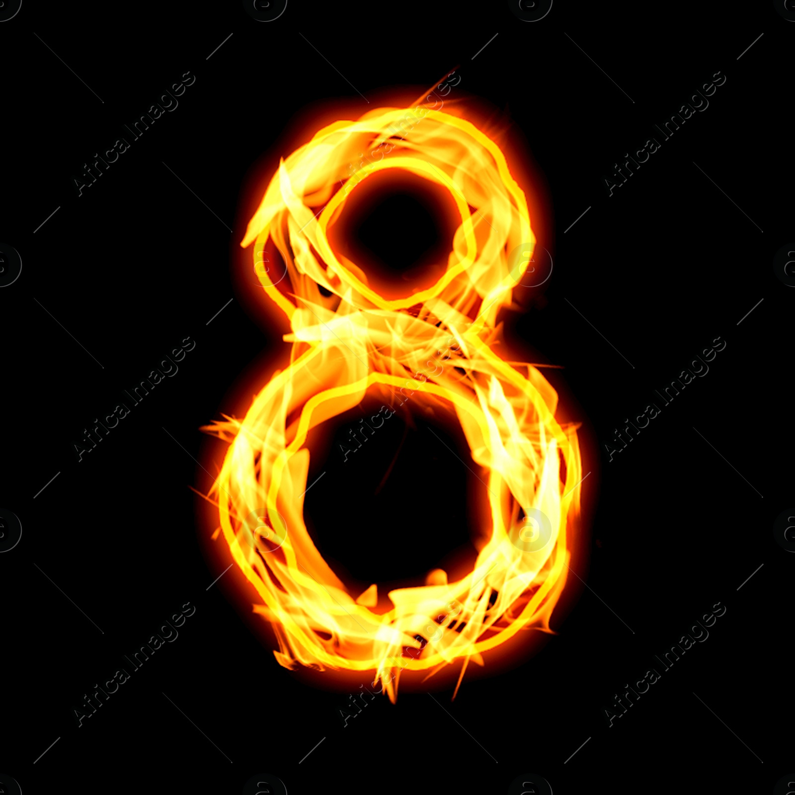Flaming 8 on black background. Stylized number design Image of Flaming 8 on black background. Stylized number design