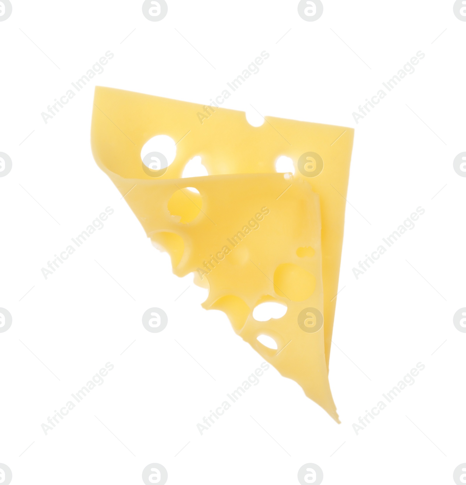Photo of Slice of delicious cheese isolated on white