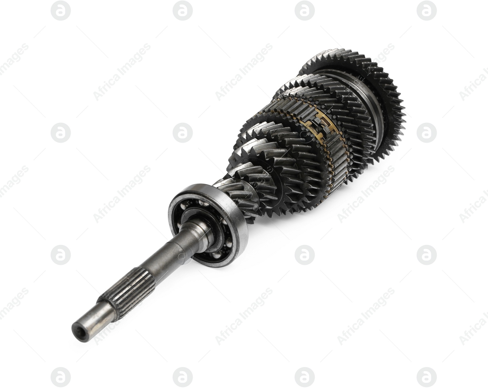 New gearbox secondary shaft on white background Photo of New gearbox secondary shaft on white background