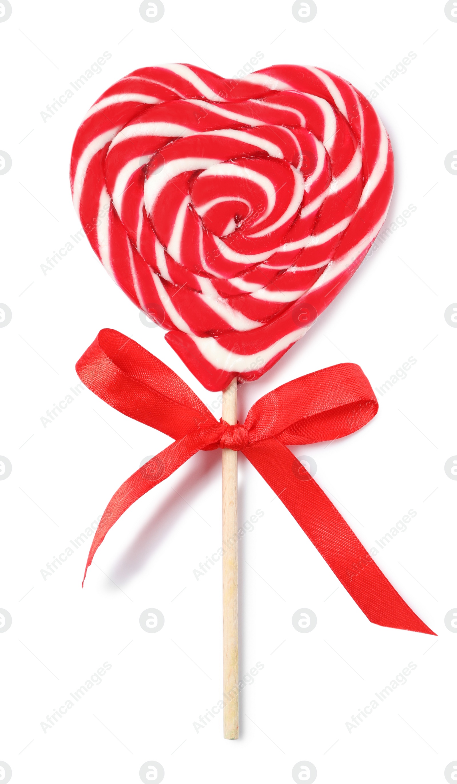 Sweet heart shaped lollipop isolated on white, top view. Valentine's day celebration Photo of Sweet heart shaped lollipop isolated on white, top view. Valentine's day celebration