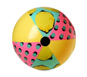 Inflatable colorful beach ball isolated on white Photo of Inflatable colorful beach ball isolated on white