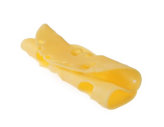 Slice of delicious cheese isolated on white Photo of Slice of delicious cheese isolated on white