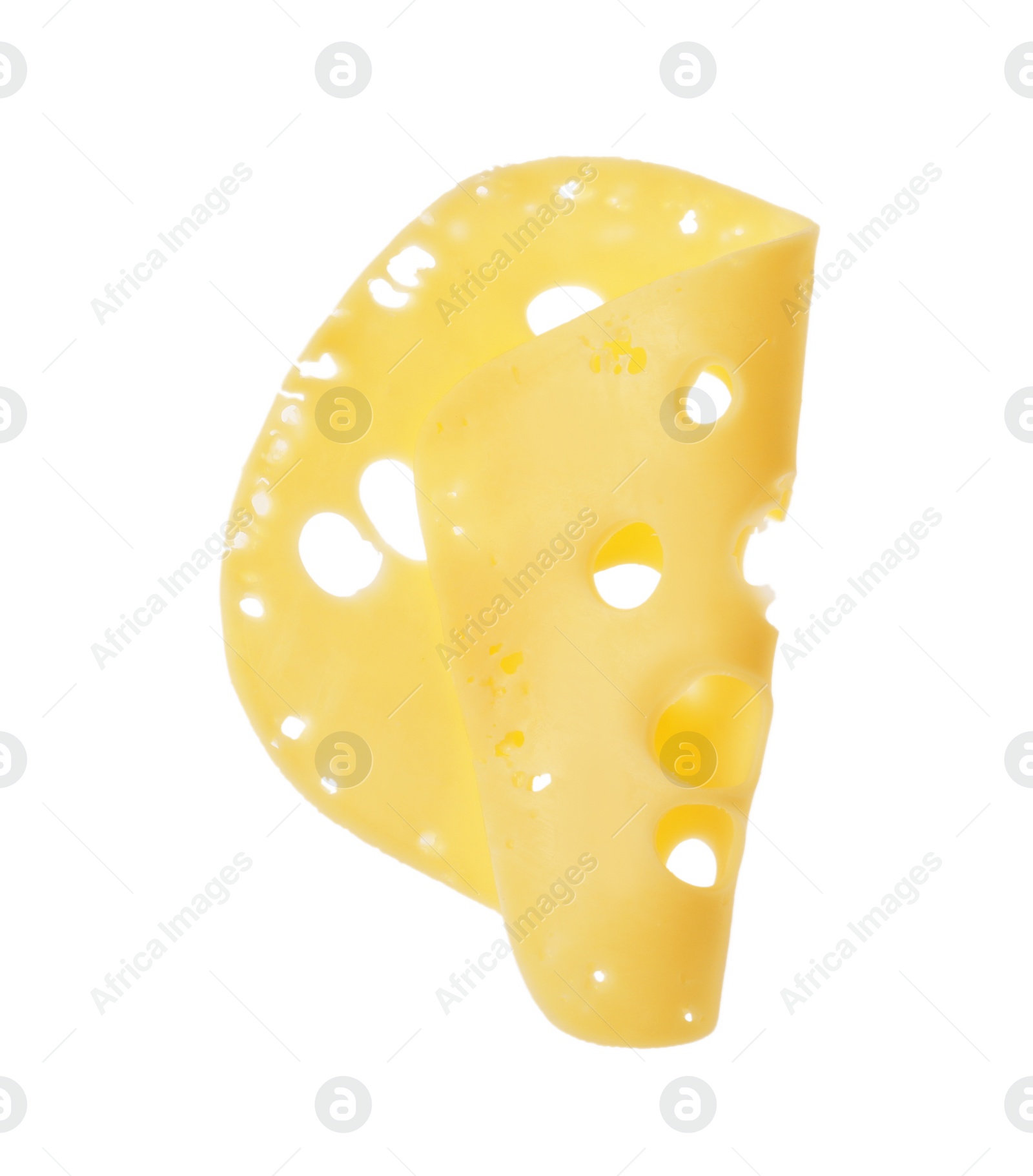 Slice of delicious cheese isolated on white Photo of Slice of delicious cheese isolated on white
