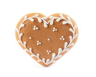 Heart shaped Christmas cookie isolated on white Photo of Heart shaped Christmas cookie isolated on white
