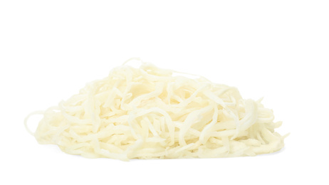 Tasty homemade fermented cabbage isolated on white Photo of Tasty homemade fermented cabbage isolated on white