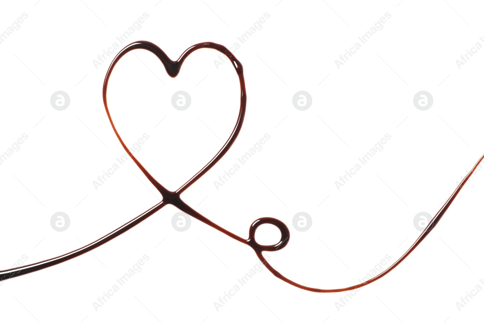 Heart made of dark chocolate on white background, top view Photo of Heart made of dark chocolate on white background, top view