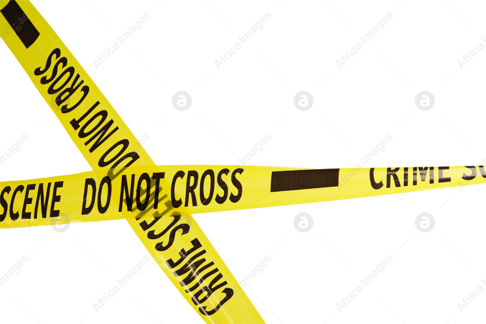Yellow crime scene tapes isolated on white Photo of Yellow crime scene tapes isolated on white