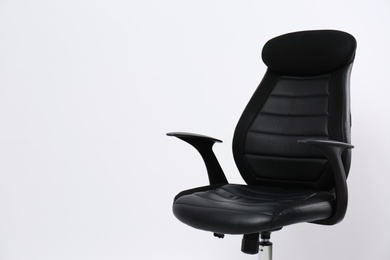 Comfortable office chair on white background, space for text Photo of Comfortable office chair on white background, space for text