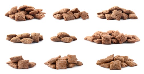 Set with sweet crispy corn pads on white background Image of Set with sweet crispy corn pads on white background