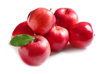 Ripe red apples on white background Photo of Ripe red apples on white background