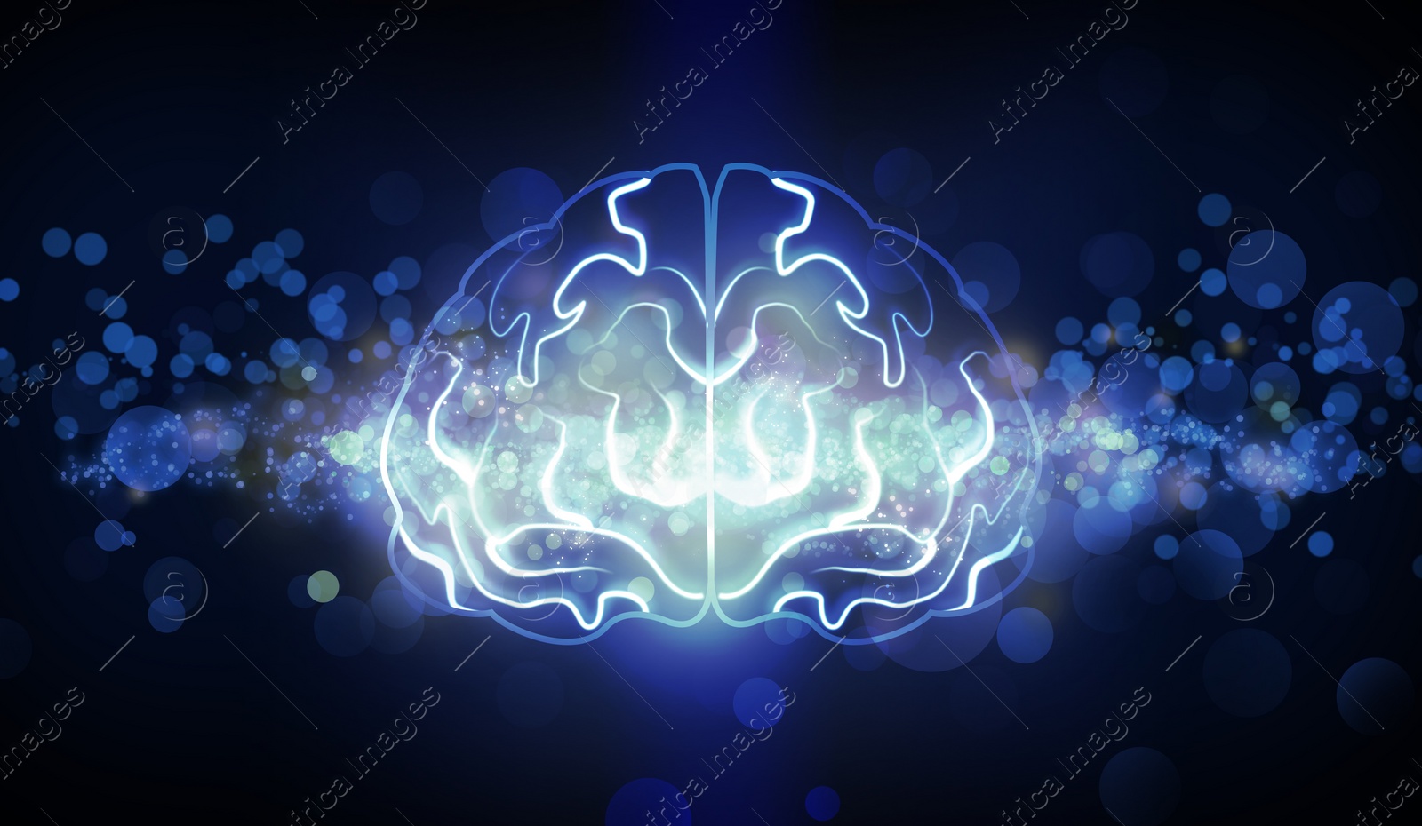 Illustration of human brain on dark background Illustration of human brain on dark background