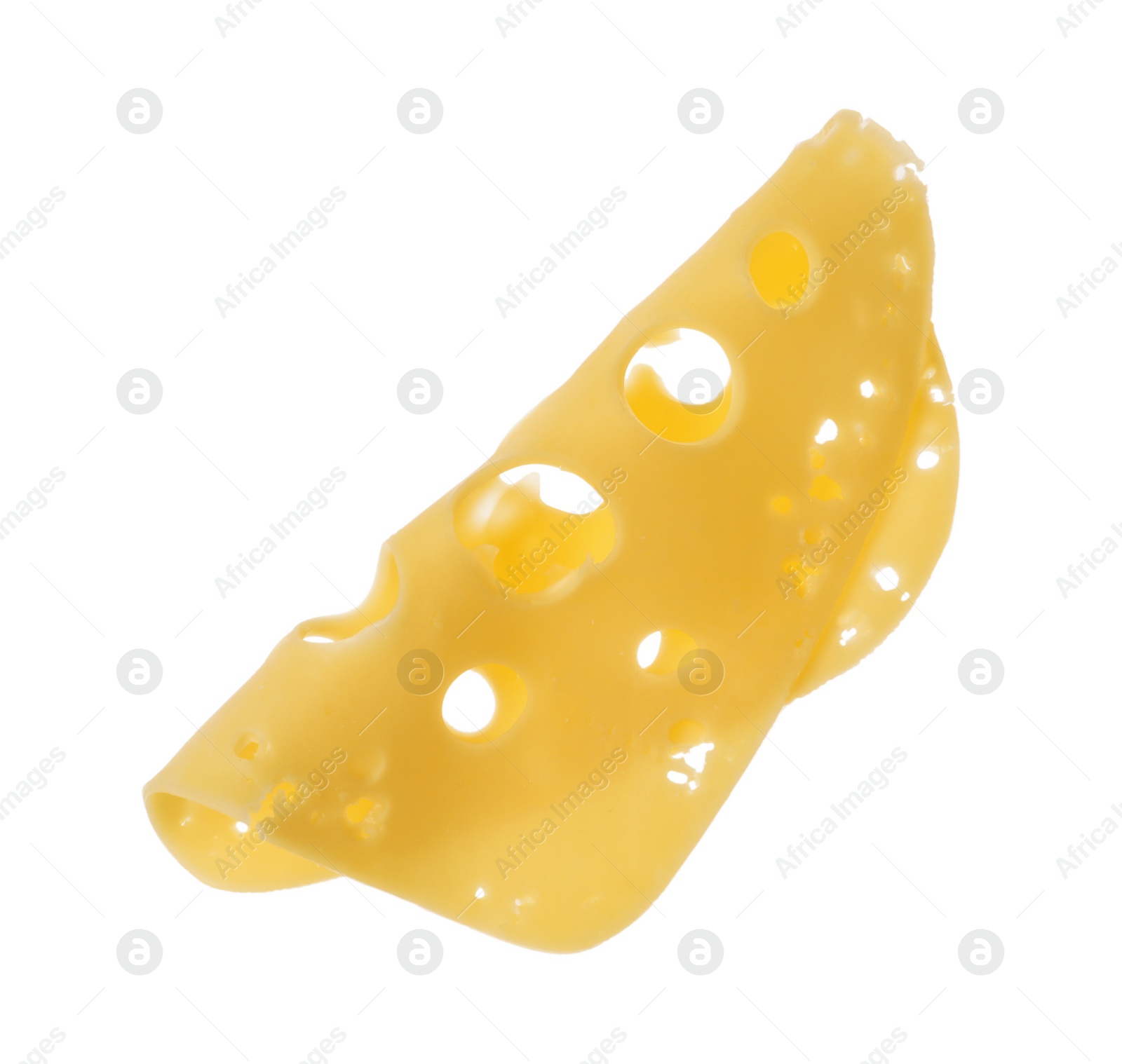 Photo of Slice of delicious cheese isolated on white