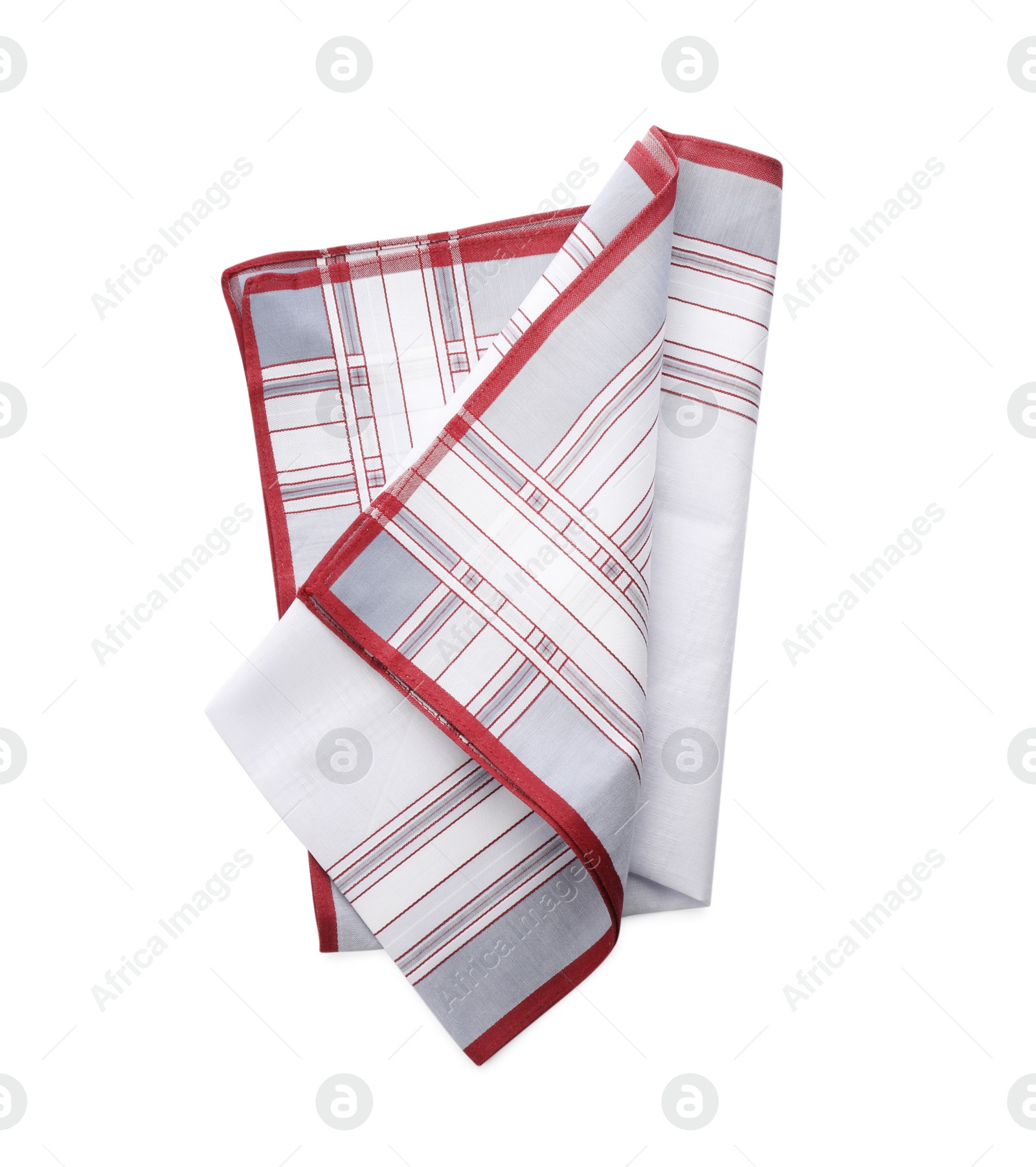 Photo of Stylish handkerchief isolated on white, top view