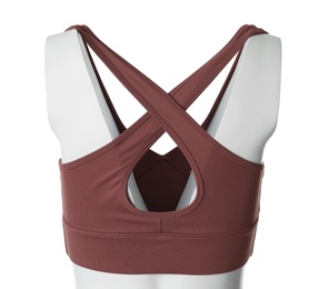 Photo of Pale red women's top isolated on white. Sports clothing