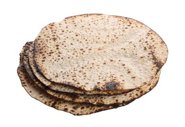 Tasty matzos on white background. Passover (Pesach) celebration Photo of Tasty matzos on white background. Passover (Pesach) celebration