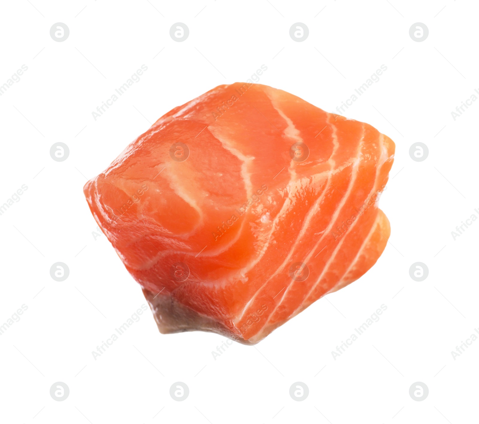 Piece of fresh raw salmon isolated on white. Fish delicacy Photo of Piece of fresh raw salmon isolated on white. Fish delicacy