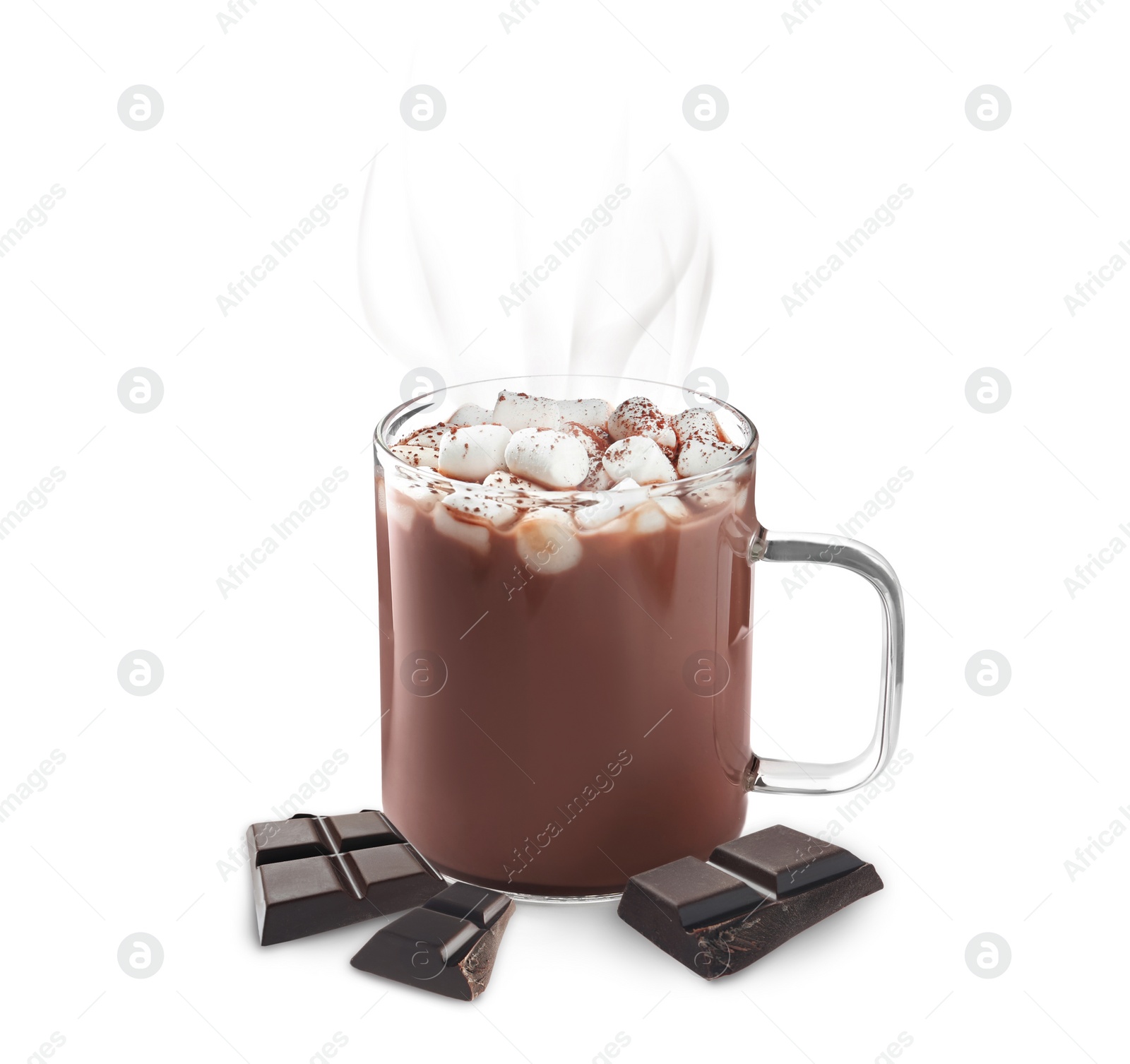Image of Cup of delicious hot chocolate on white background 