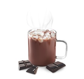 Image of Cup of delicious hot chocolate on white background 