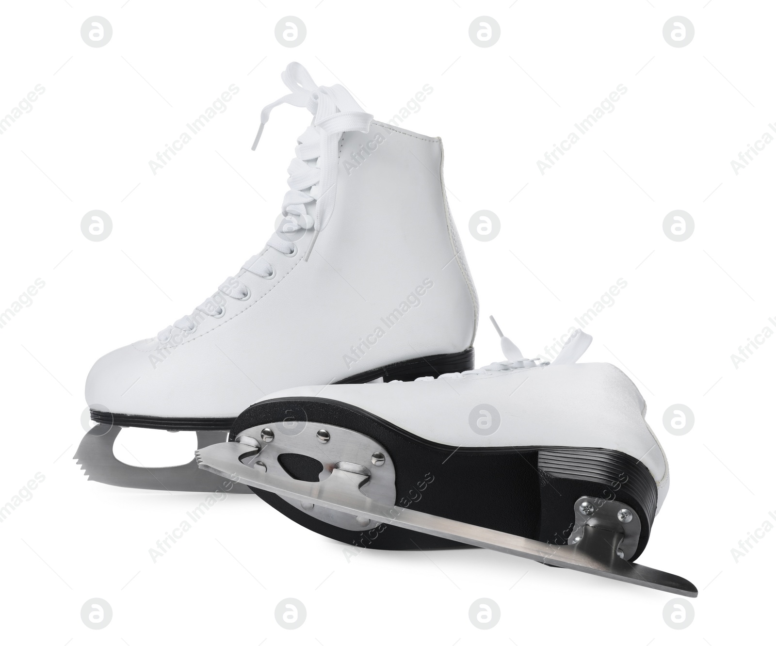 Pair of figure ice skates isolated on white Photo of Pair of figure ice skates isolated on white