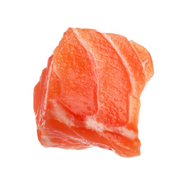 Piece of fresh raw salmon isolated on white. Fish delicacy Photo of Piece of fresh raw salmon isolated on white. Fish delicacy