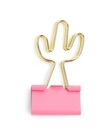 Cactus shaped binder clip isolated on white. Stationery item Photo of Cactus shaped binder clip isolated on white. Stationery item