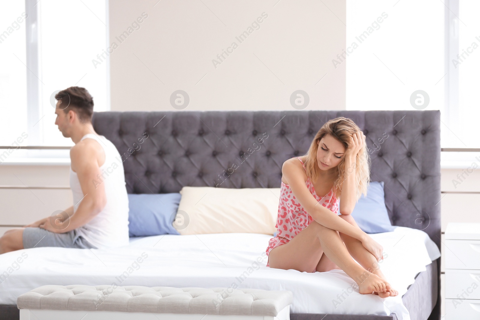 Photo of Young couple with relationship problem at home