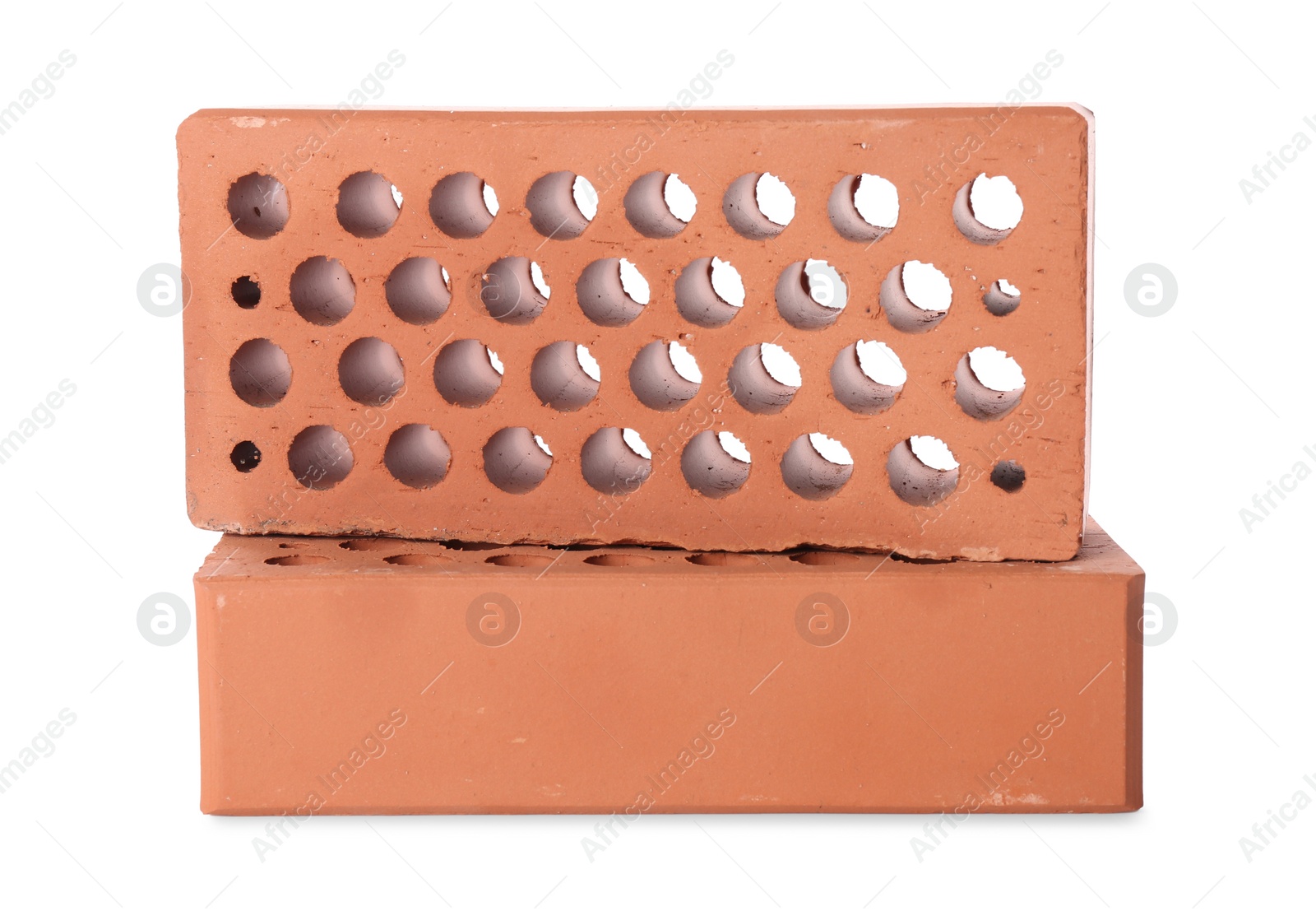 Two red bricks isolated on white. Building material Photo of Two red bricks isolated on white. Building material