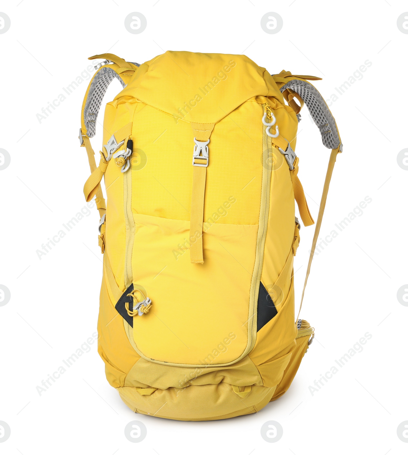 Hiking backpack isolated on white. Camping tourism Photo of Hiking backpack isolated on white. Camping tourism