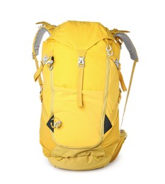 Hiking backpack isolated on white. Camping tourism Photo of Hiking backpack isolated on white. Camping tourism
