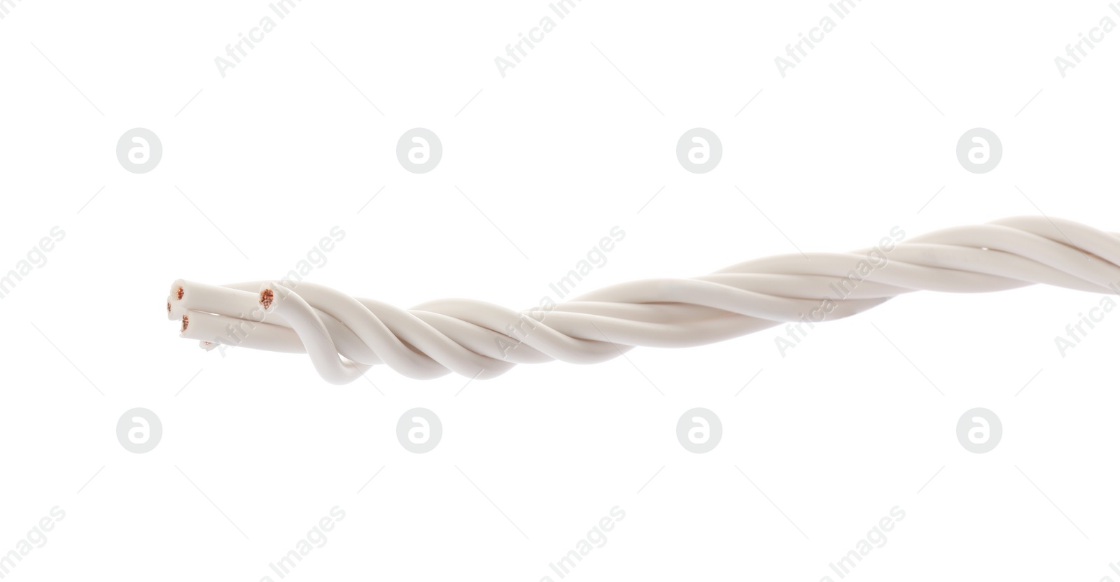 Many twisted electrical wires on white background Photo of Many twisted electrical wires on white background