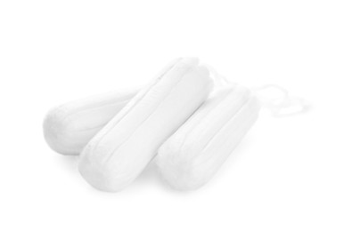 Tampons on white background. Menstrual hygiene product Photo of Tampons on white background. Menstrual hygiene product